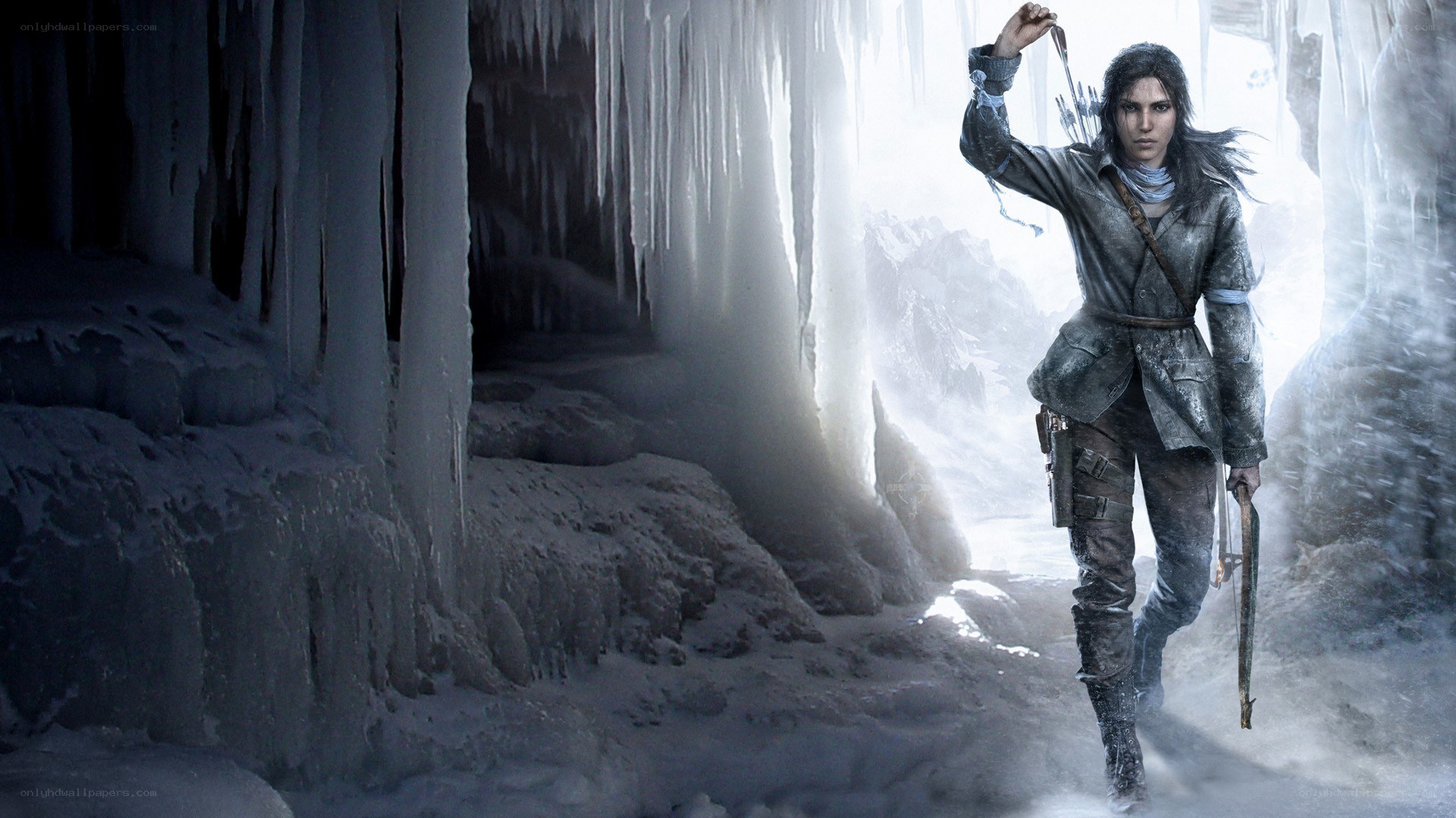 Lara Croft in icy cave