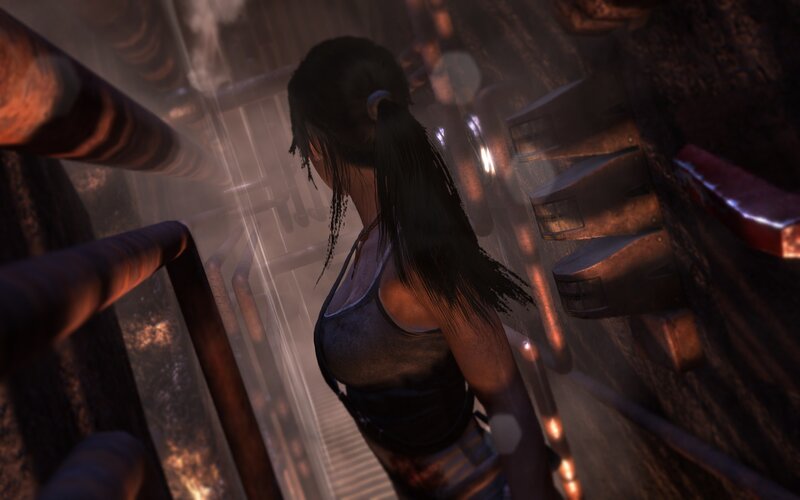 Lara Croft in Industrial Setting — Brown