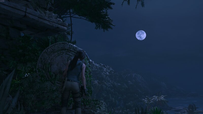 Lara Croft in Jungle — Blue, Serene, Night