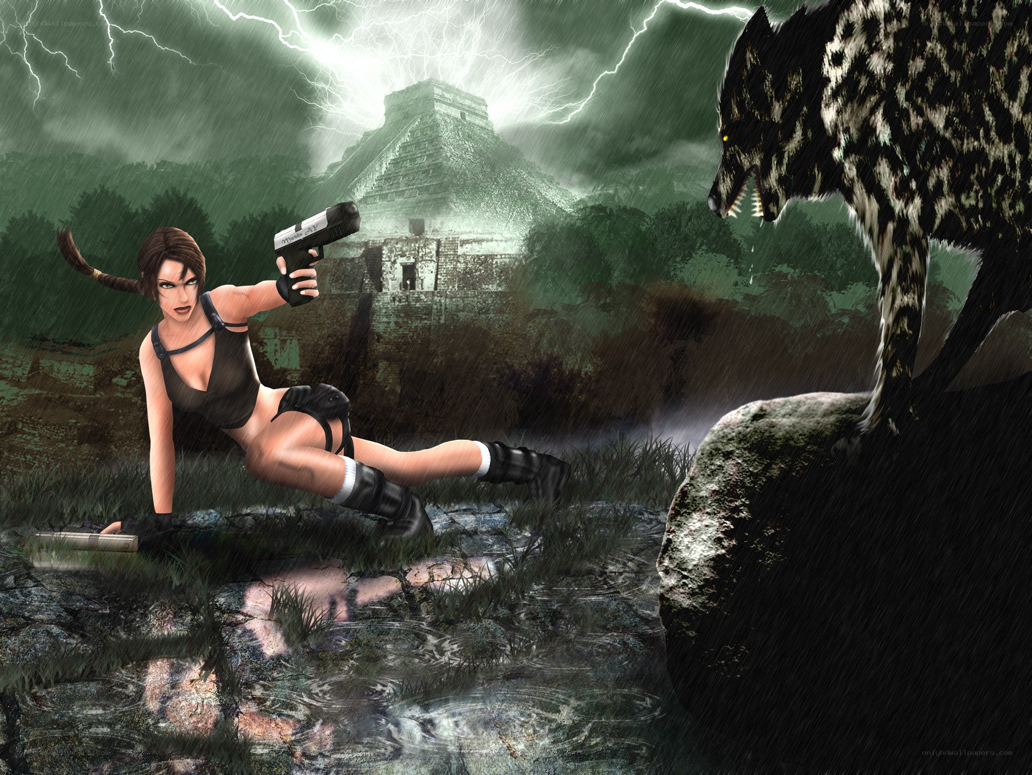 Lara Croft in jungle confrontation