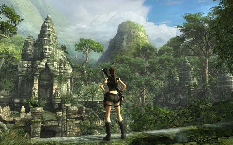 Lara Croft in Jungle — Green, Adventurous, Afternoon, 3d Render, Ancient Temple