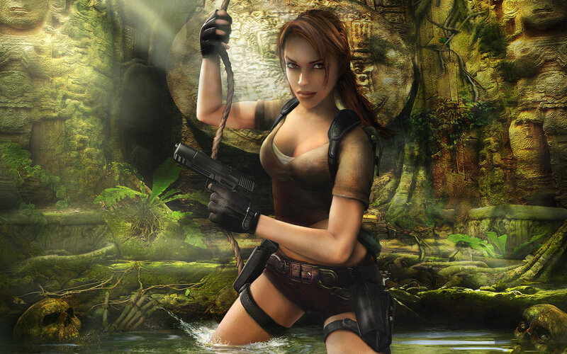Lara Croft in Jungle — Green, Adventurous, Digital Art