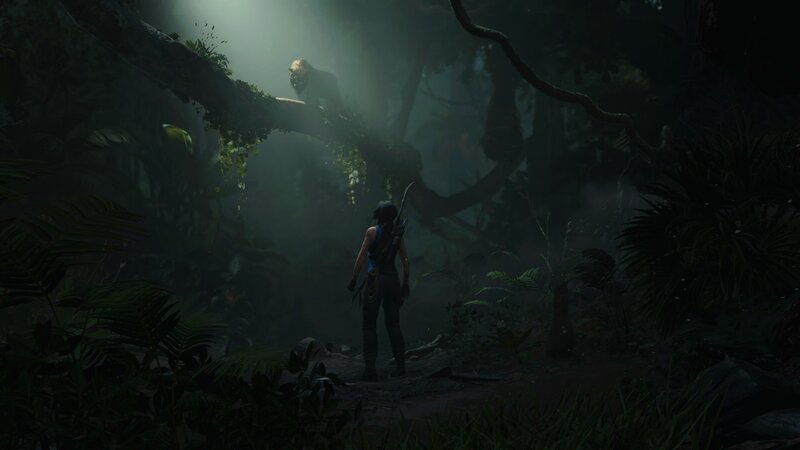 Lara Croft in Jungle — Green, Dark, Mysterious, Night, 3d Render