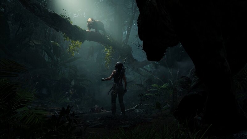 Lara Croft in Jungle — Green, Dark, Tense
