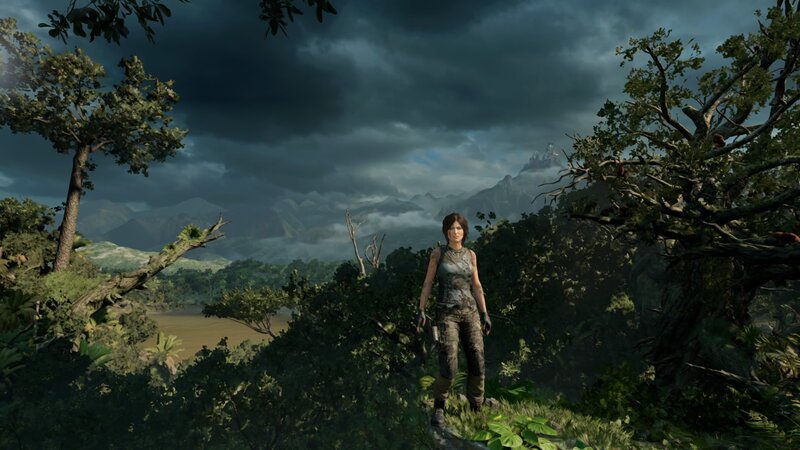 Lara Croft in Jungle — Green, Dramatic, Afternoon, 3d Render