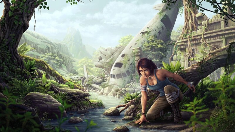 Lara Croft in jungle ruins