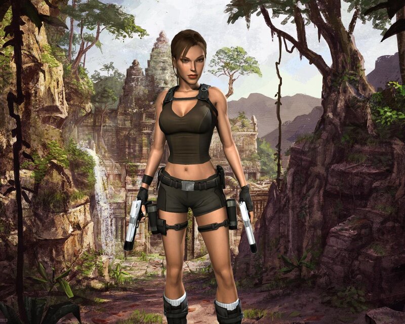 Lara Croft in jungle ruins