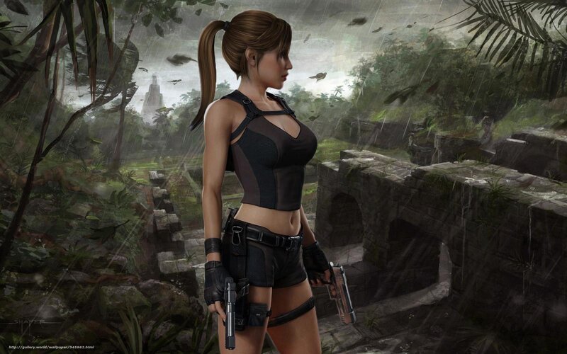Lara Croft in jungle ruins