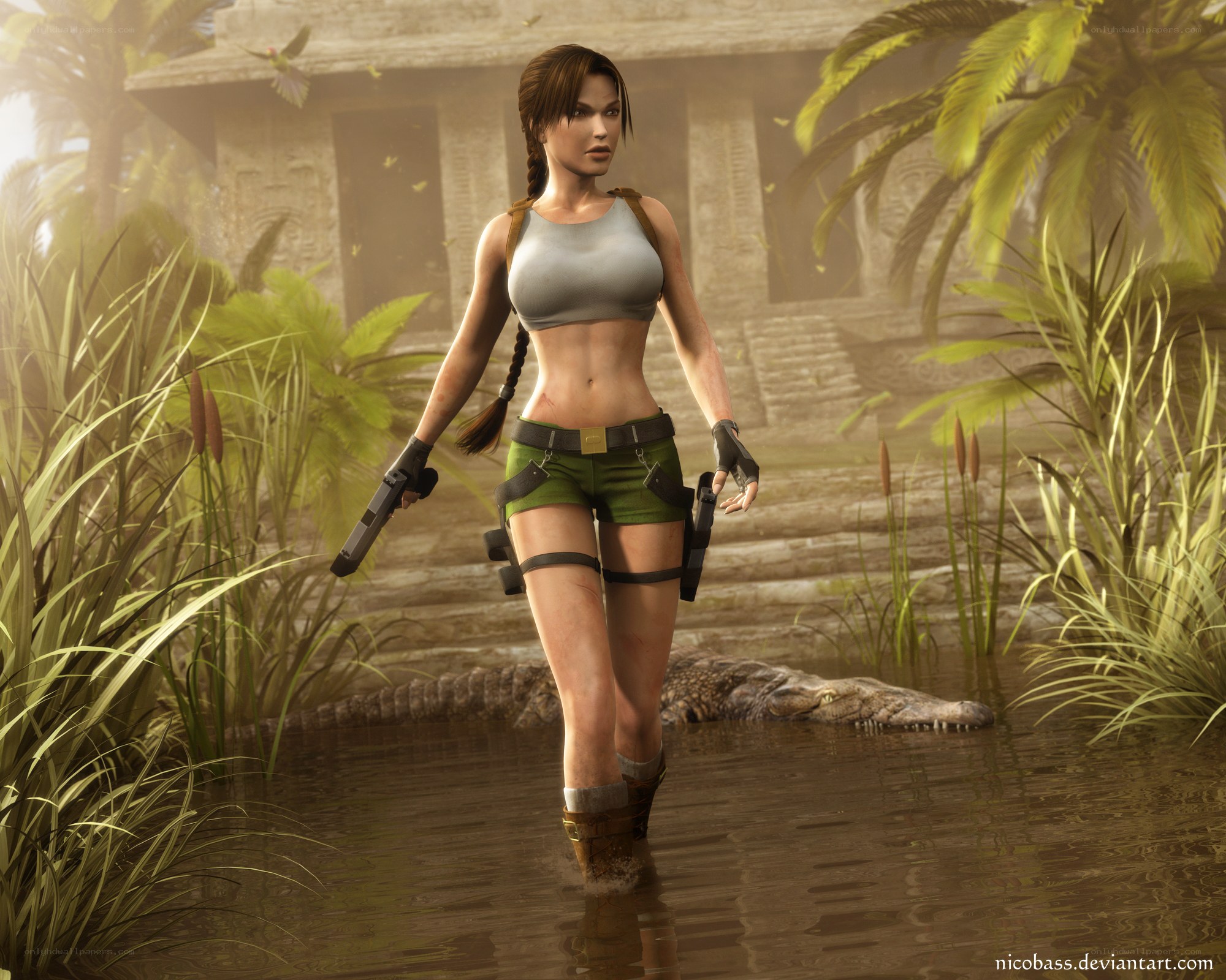 Lara Croft in jungle waters