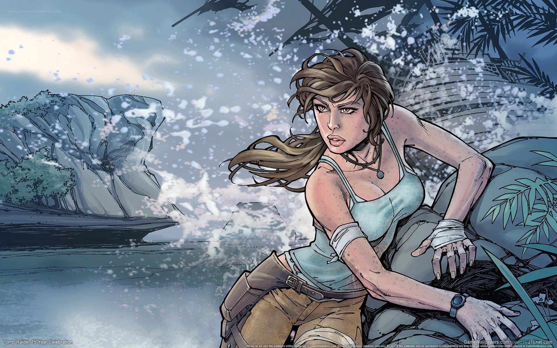 Lara Croft in jungle waters