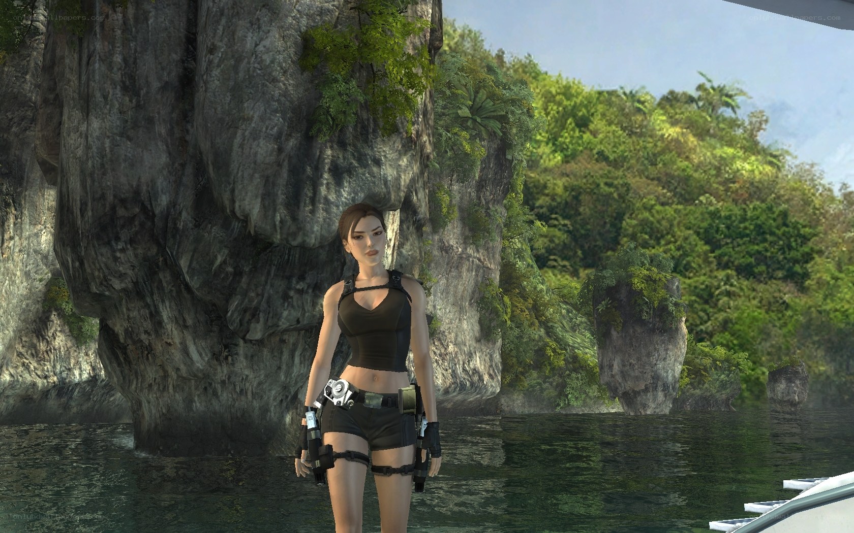Lara Croft in jungle waters
