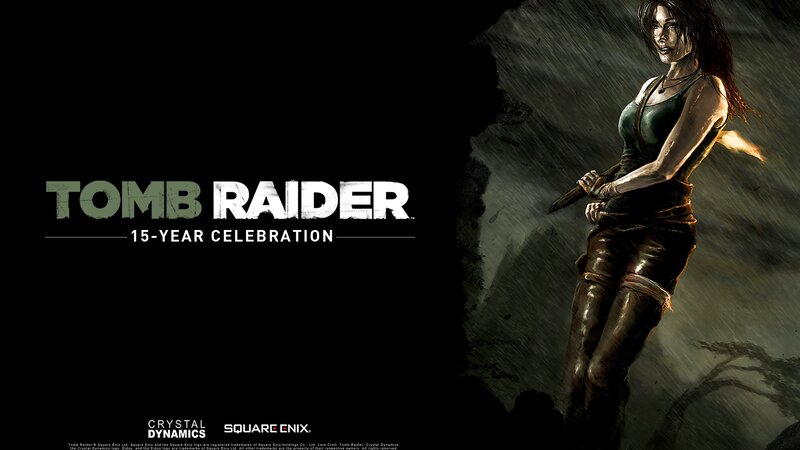 Lara Croft in Rain — Black, Dramatic