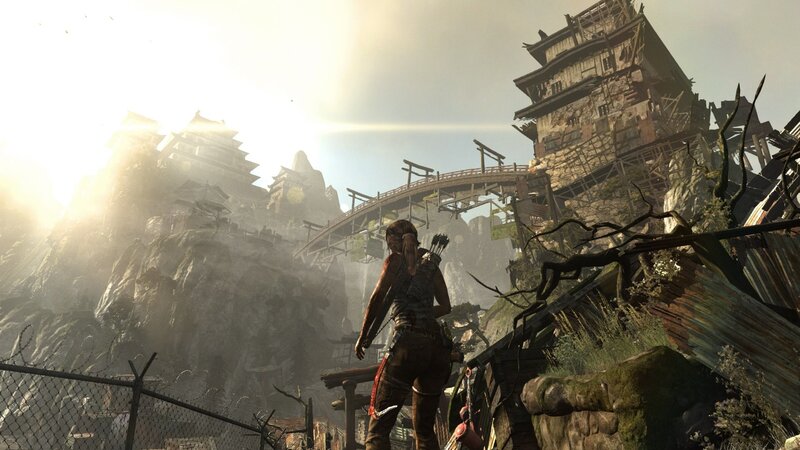 Lara Croft in Ruins — Brown, Dramatic, Afternoon, 3d Render, Bridge