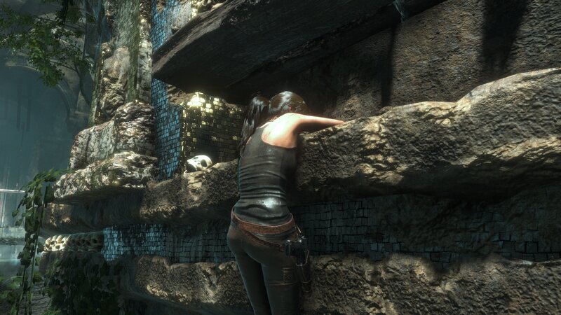 Lara Croft in Ruins — Gray, Dramatic, 3d Render, Stone Wall
