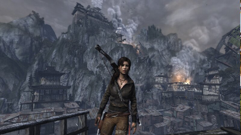 Lara Croft in Ruins — Gray, Dramatic, 3d Render