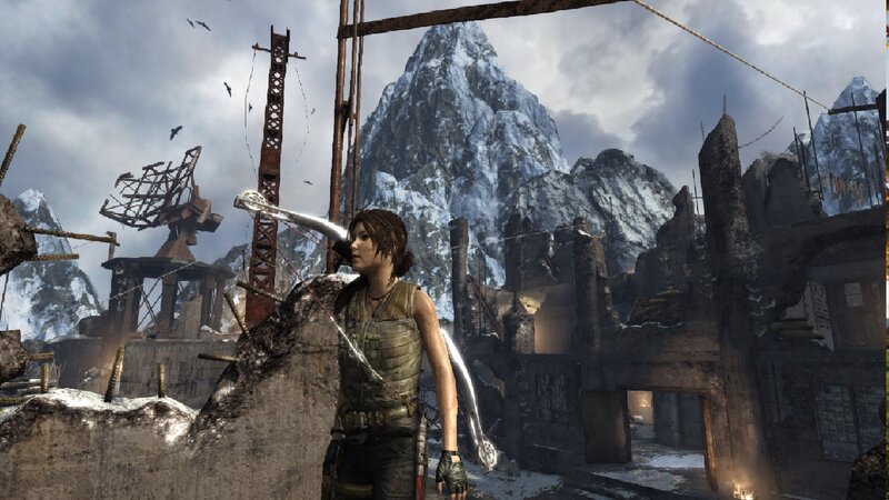 Lara Croft in Ruins — Gray, Dramatic