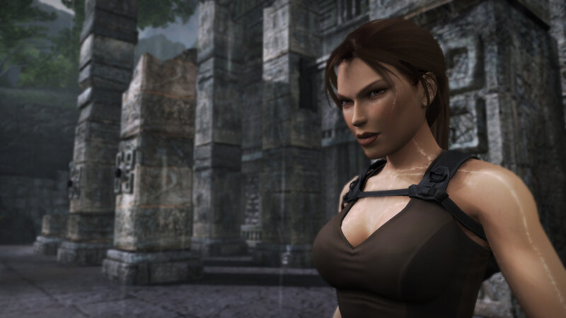 Lara Croft in Ruins — Gray, Serious