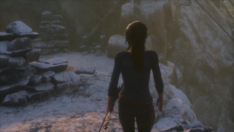Lara Croft in Snowy Cave — Gray