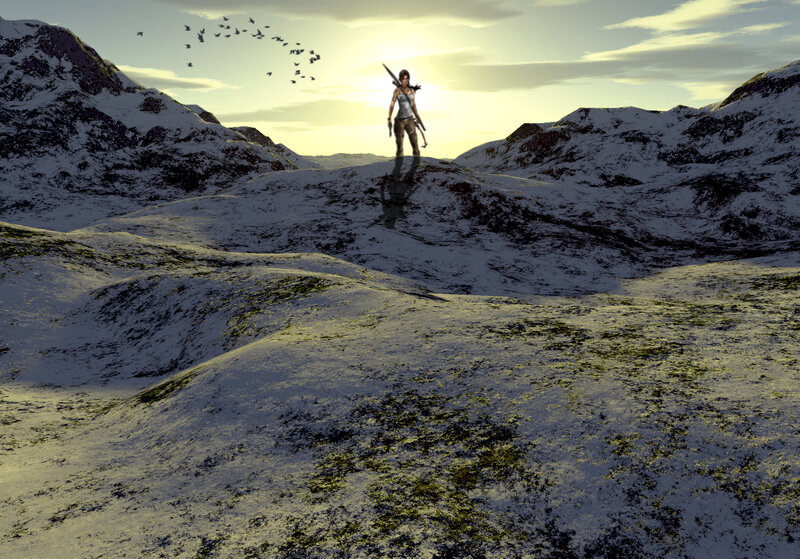 Lara Croft in Snowy Mountains — White