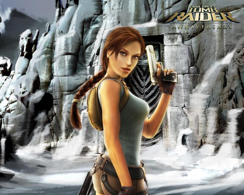 Lara Croft in snowy ruins