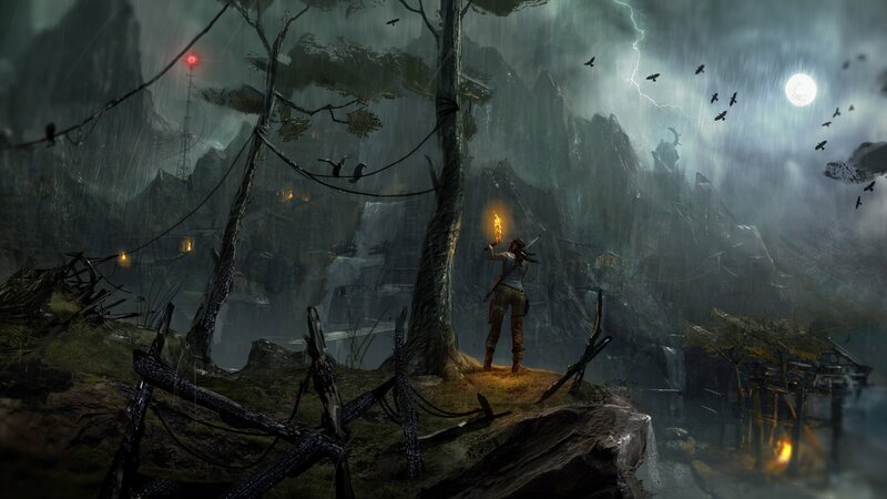 Lara Croft in Storm — Gray