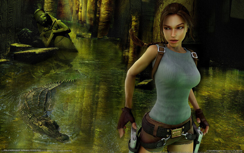 Lara Croft in Temple — Green, Dramatic