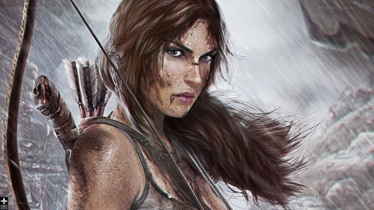Lara Croft in the rain