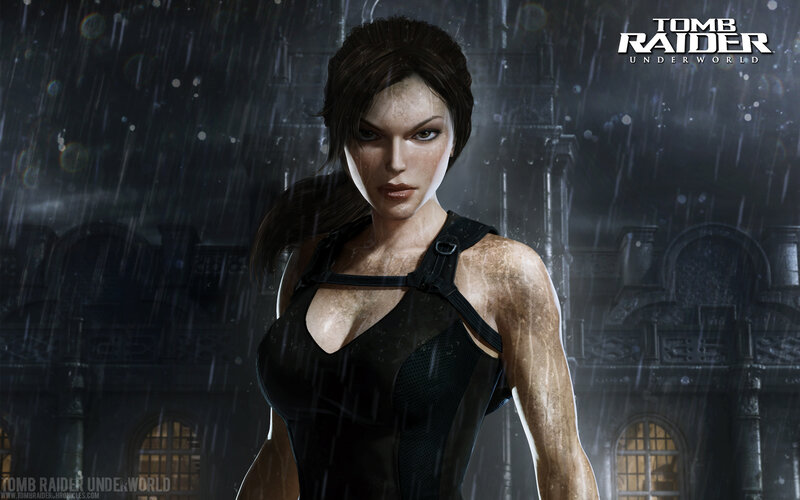 Lara Croft in the rain