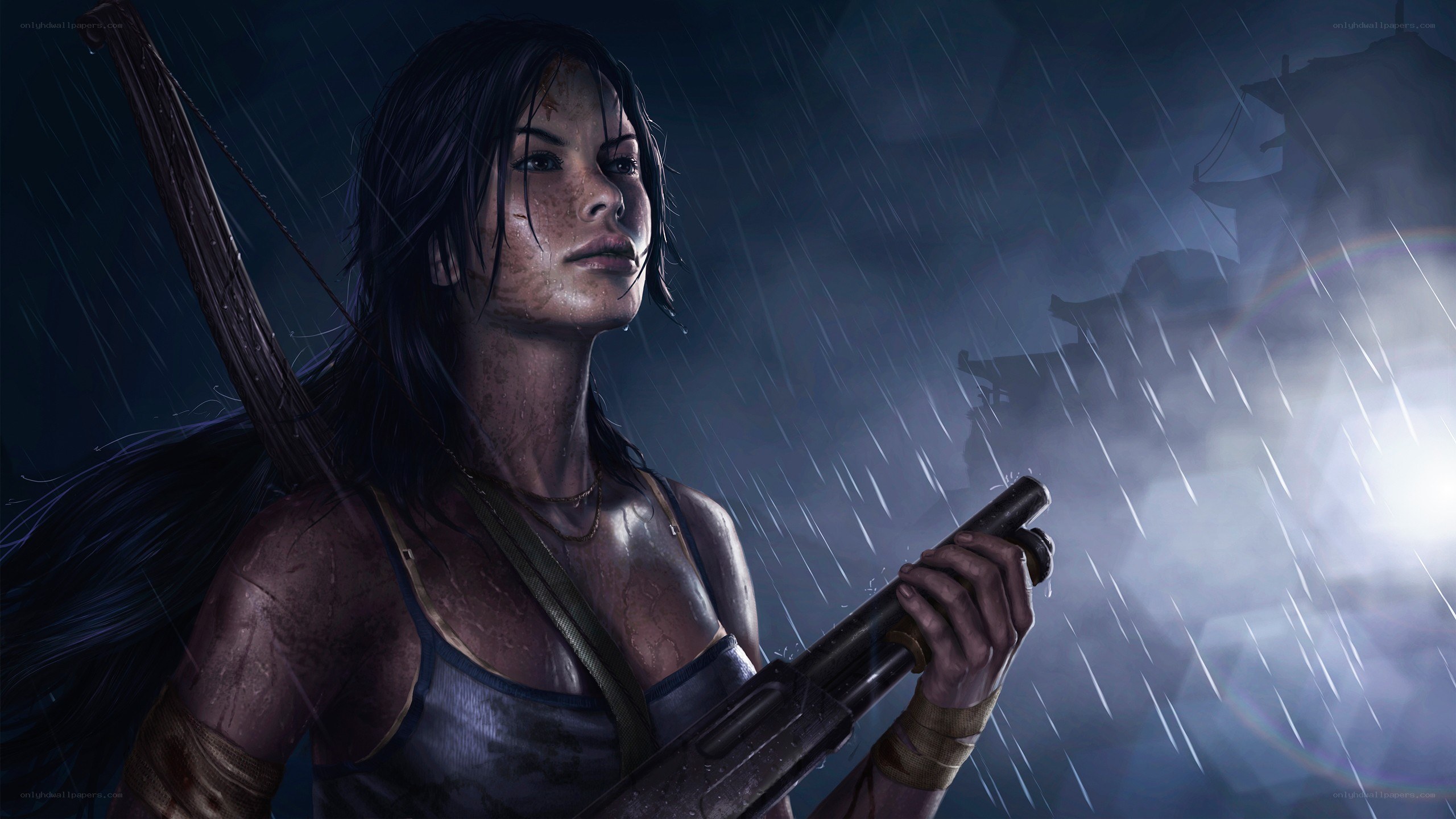Lara Croft in the rain