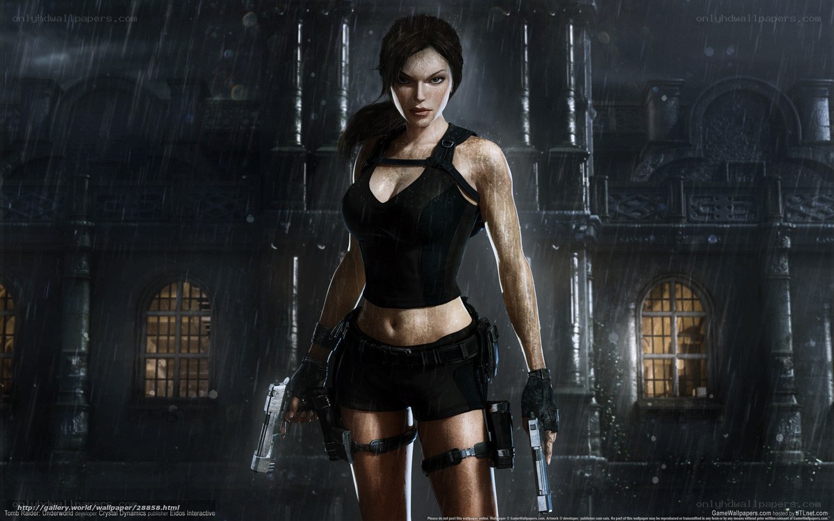 Lara Croft in the rain