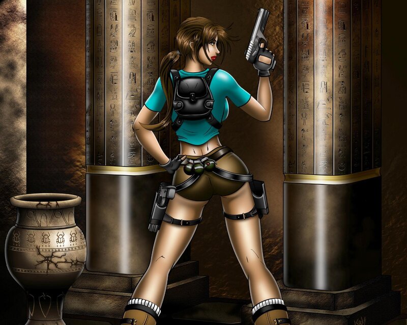 Lara Croft in Tomb — Brown, Dramatic