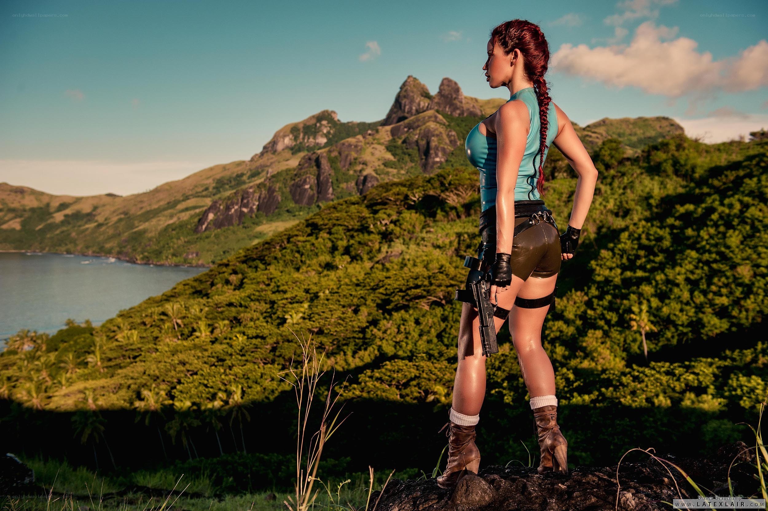Lara Croft in tropical landscape