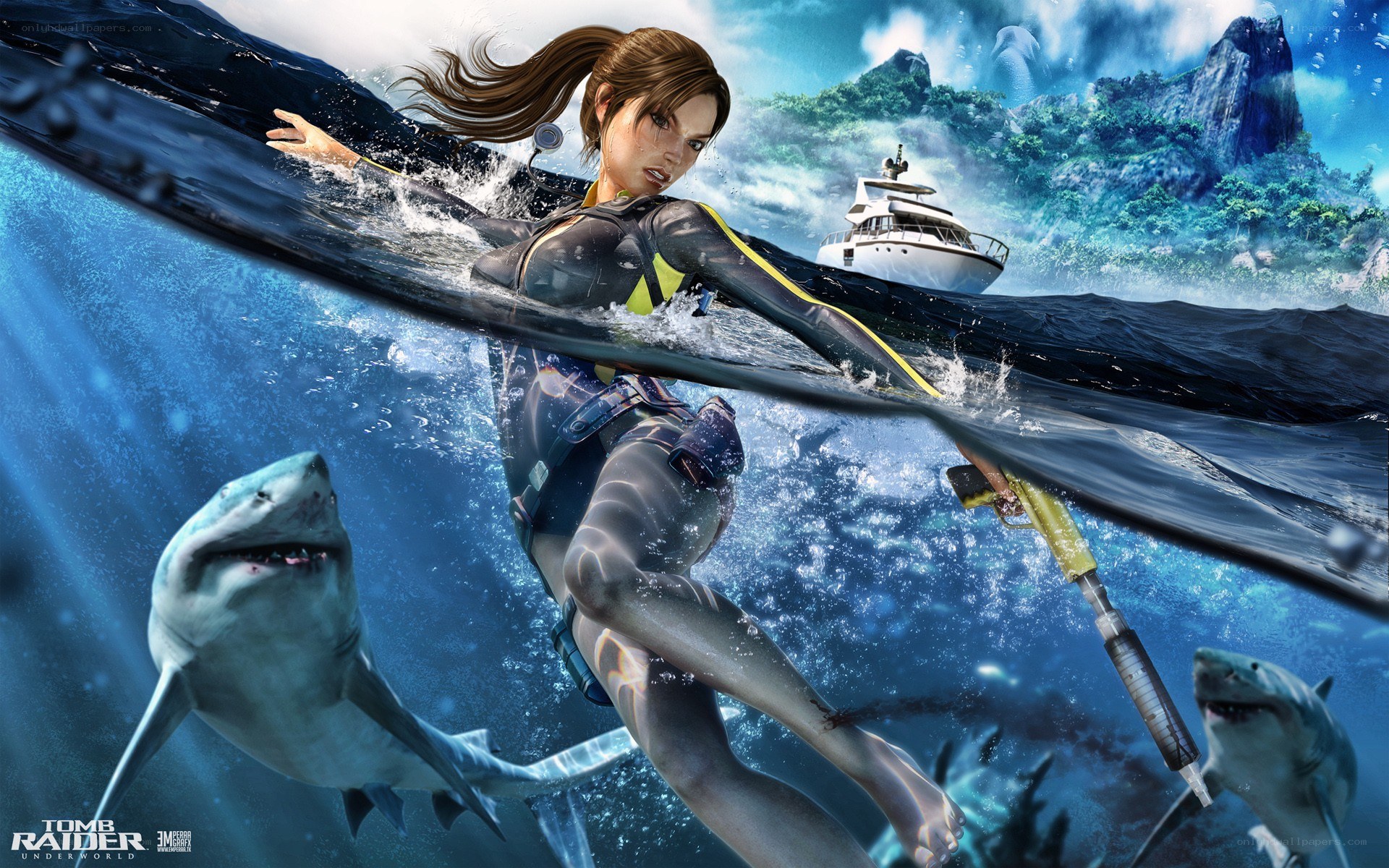 Lara Croft in Underwater Action