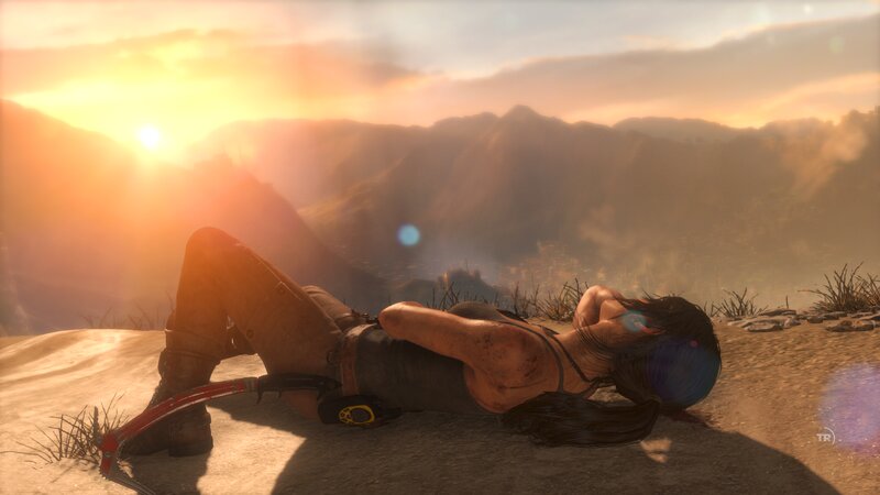 Lara Croft Lying on Ground — Orange