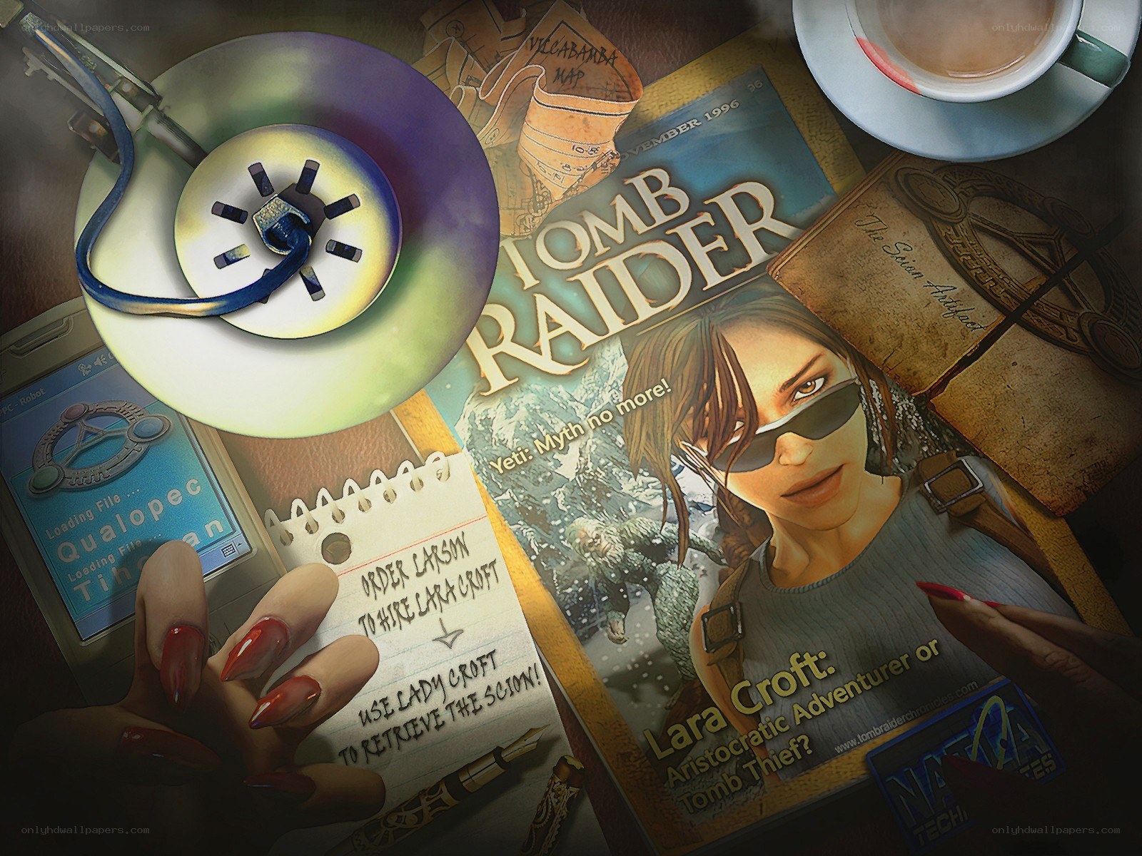 Lara Croft magazine and artifacts
