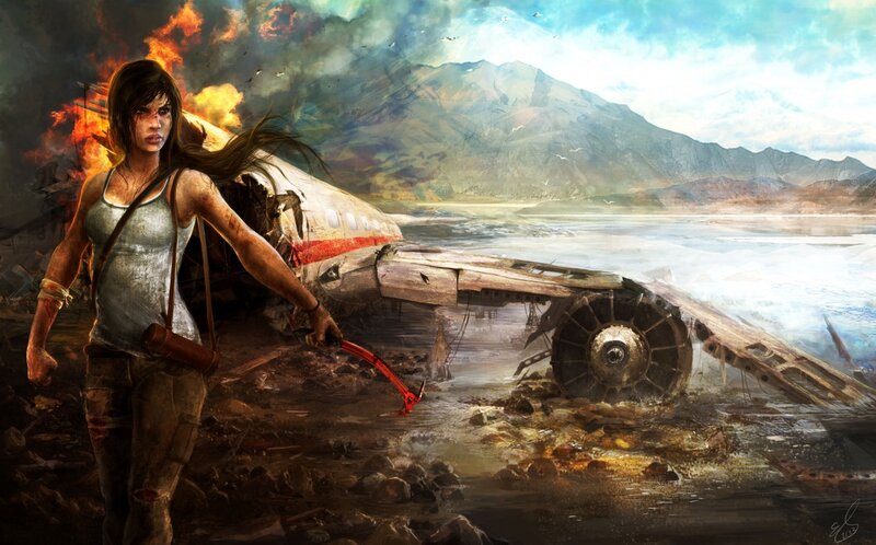 Lara Croft Near Wreckage