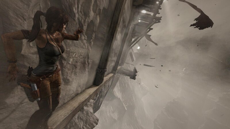 Lara Croft on a Ledge — Gray