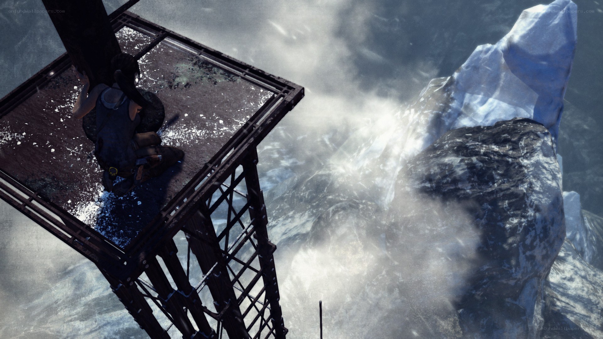 Lara Croft on a platform
