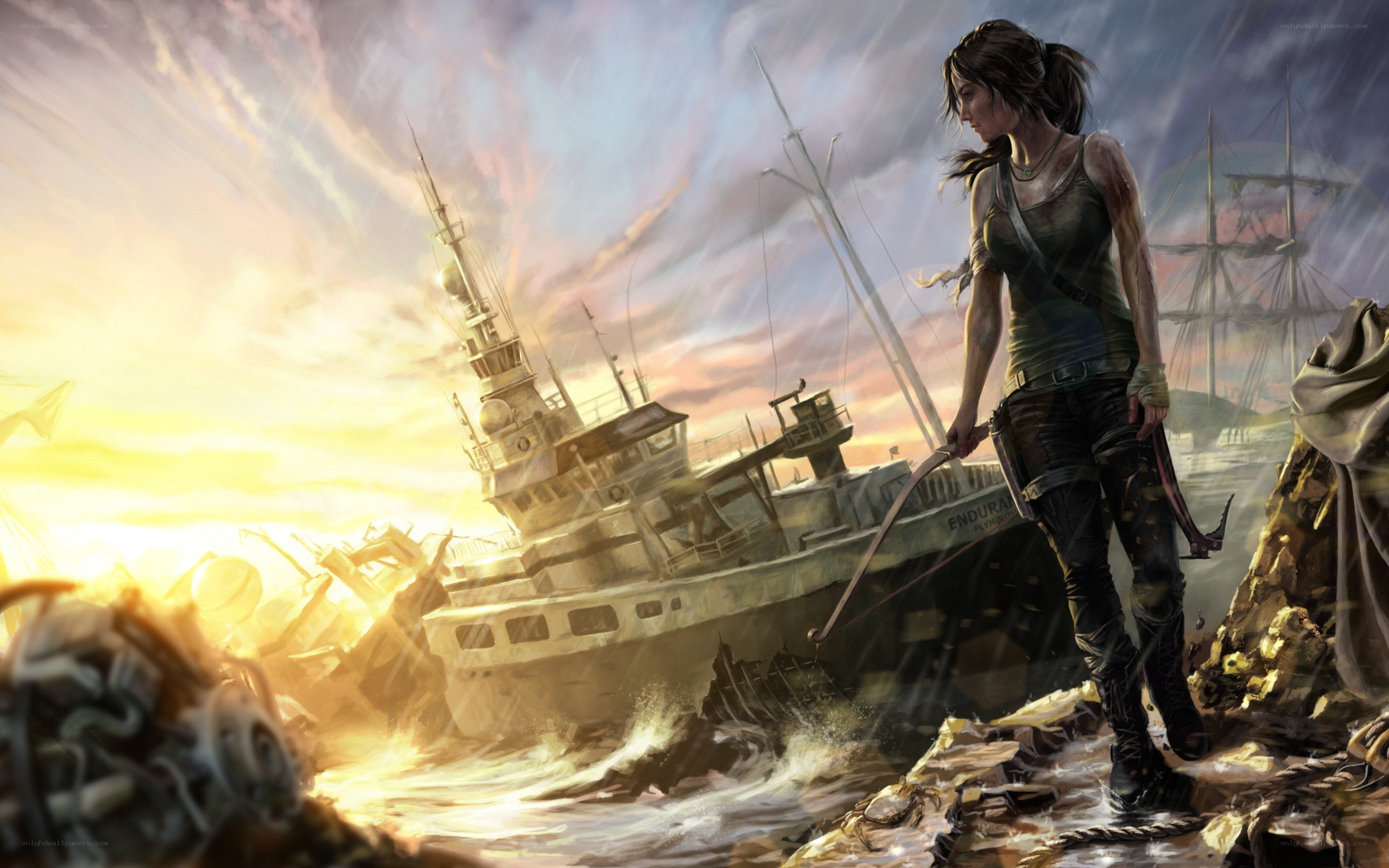 Lara Croft on a shipwreck
