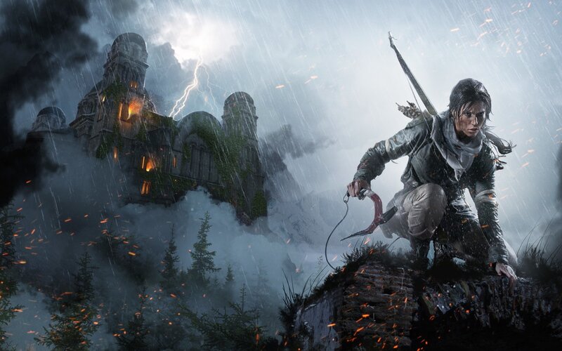 Lara Croft on Cliff