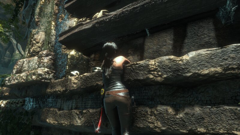 Lara Croft on Stone Wall