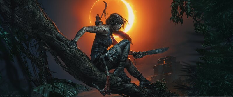 Lara Croft on Tree Branch — Orange
