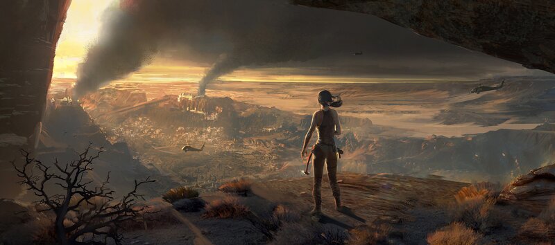 Lara Croft Overlooking Canyon