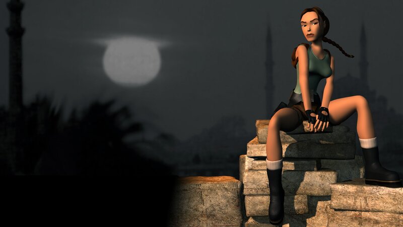 Lara Croft Sitting on Steps