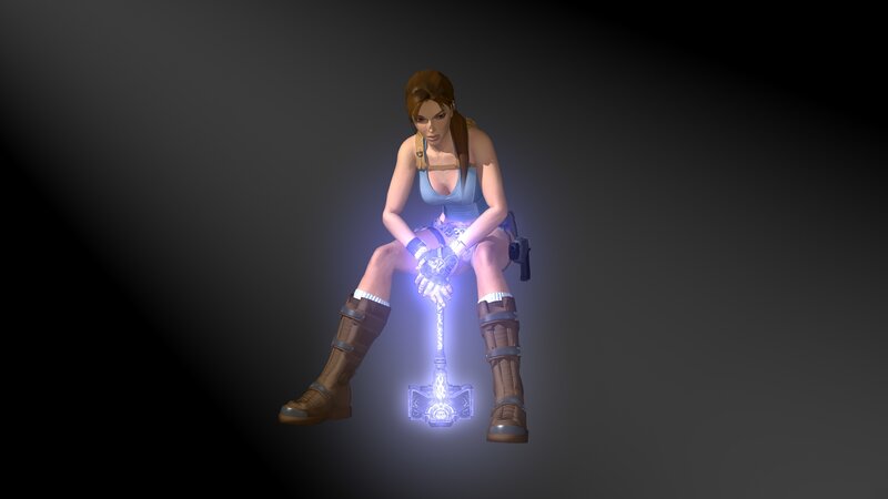 Lara Croft Sitting