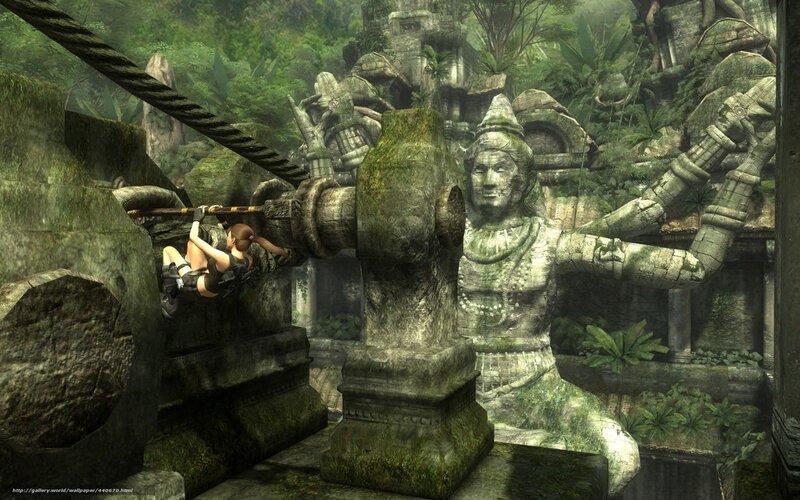 Lara Croft Swinging on Rope