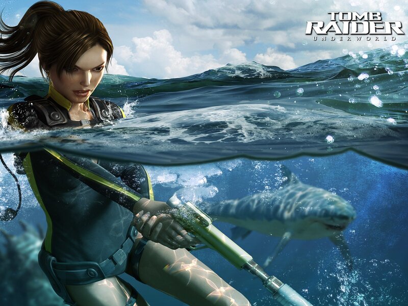 Lara Croft Underwater — Blue, Dramatic, Afternoon