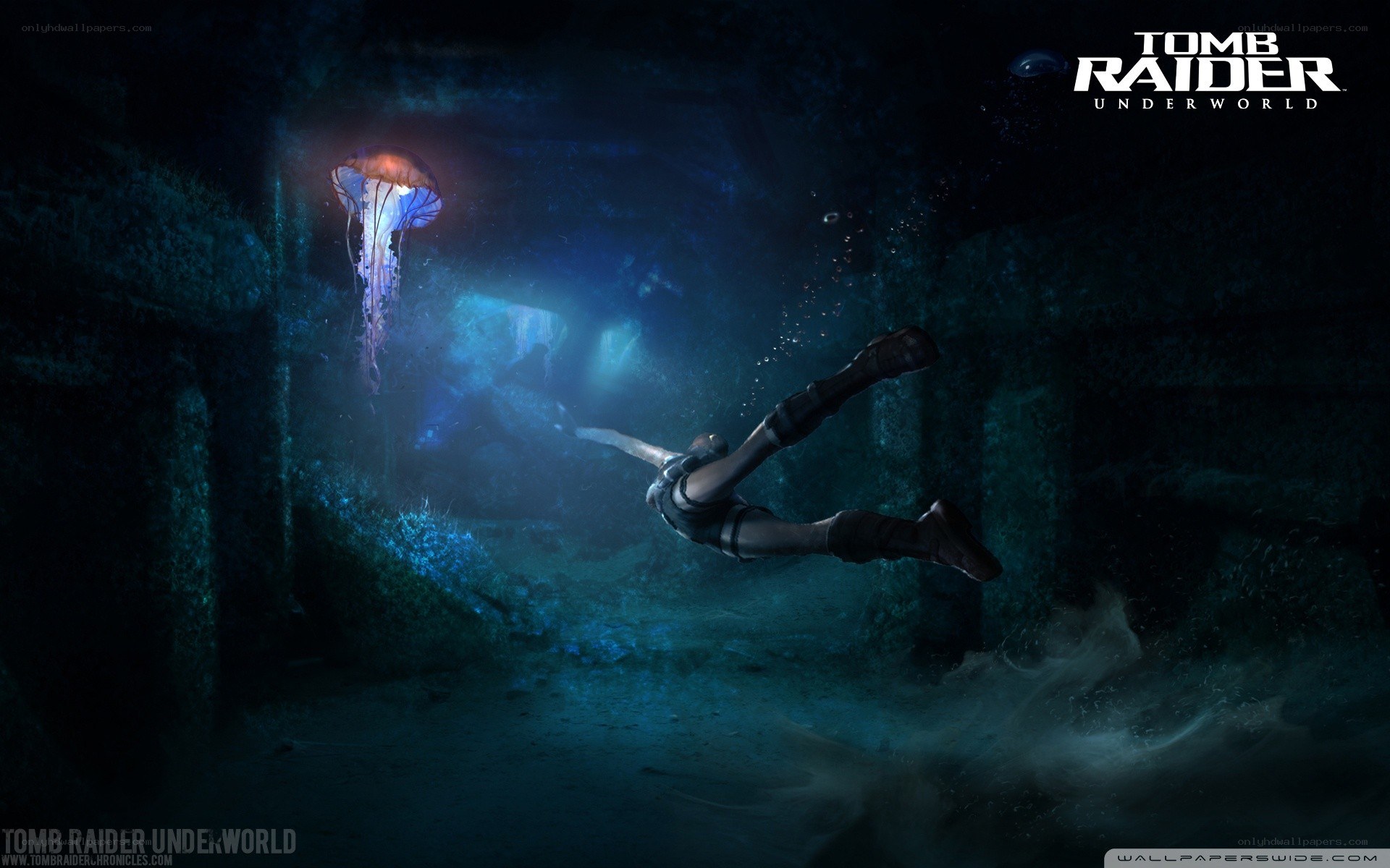 Lara Croft underwater exploration