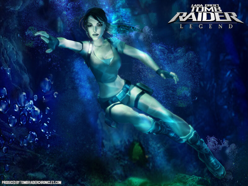 Lara Croft underwater scene