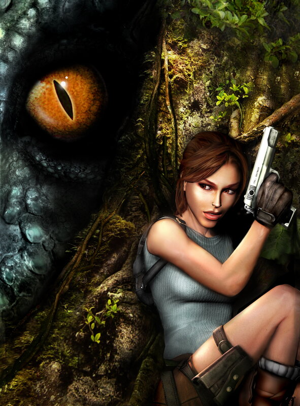 Lara Croft vs. Giant Creature